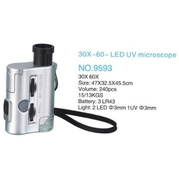 تصویر  میكروسكوپ جیبی چراغ دار  9593 LED-UV كامار (چین)  30X-60X