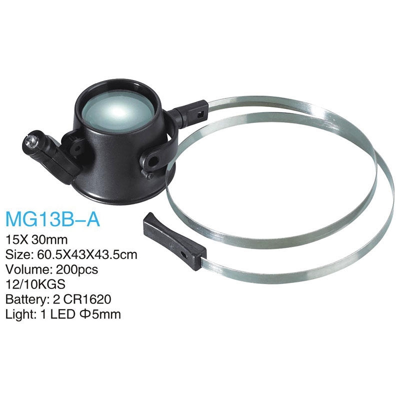 تصویر  ذره بین و لوپ  چشمی ساعت سازی  MG13B-A LED - تسمه دار كامار (چین) 30mM 7X