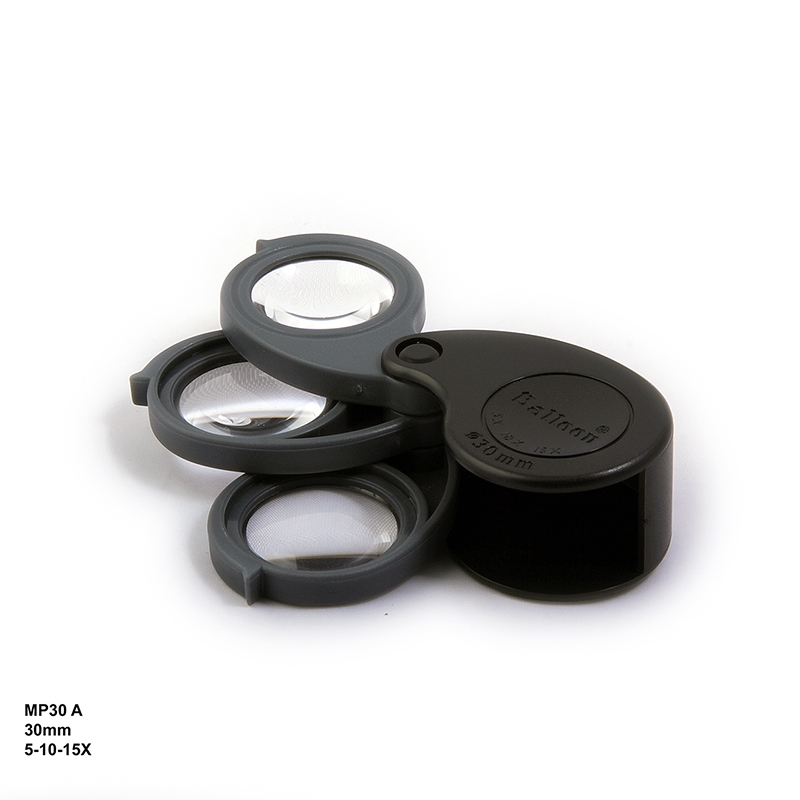 تصویر  ذره بین و لوپ جیبی كشویی  MP30A سه لنزه كامار (هنگ كنگ)30mm 5X-10X-15X
