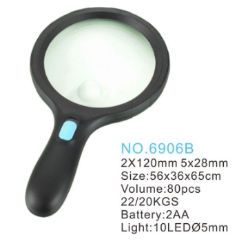 تصویر  ذره بین و لوپ دستی چراغ دار  6906B دور LED كامار (چین) 120mm 2X-5X