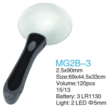 تصویر  ذره بین و لوپ دستی چراغ دار  MG2B-3 لمسی بدون قاب كامار (چین) 90mm 2/5X