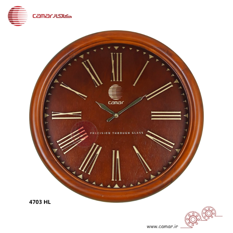 ساعت دیواری چوب طبیعی قطر 44 سانتی‌متر کامار (CAMAR) کد 4703