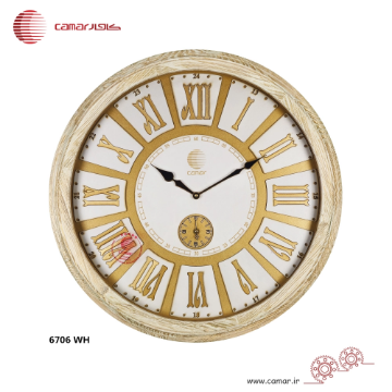 ساعت دیواری چوب طبیعی قطر 60 سانتی‌متر کامار (CAMAR) کد 6706