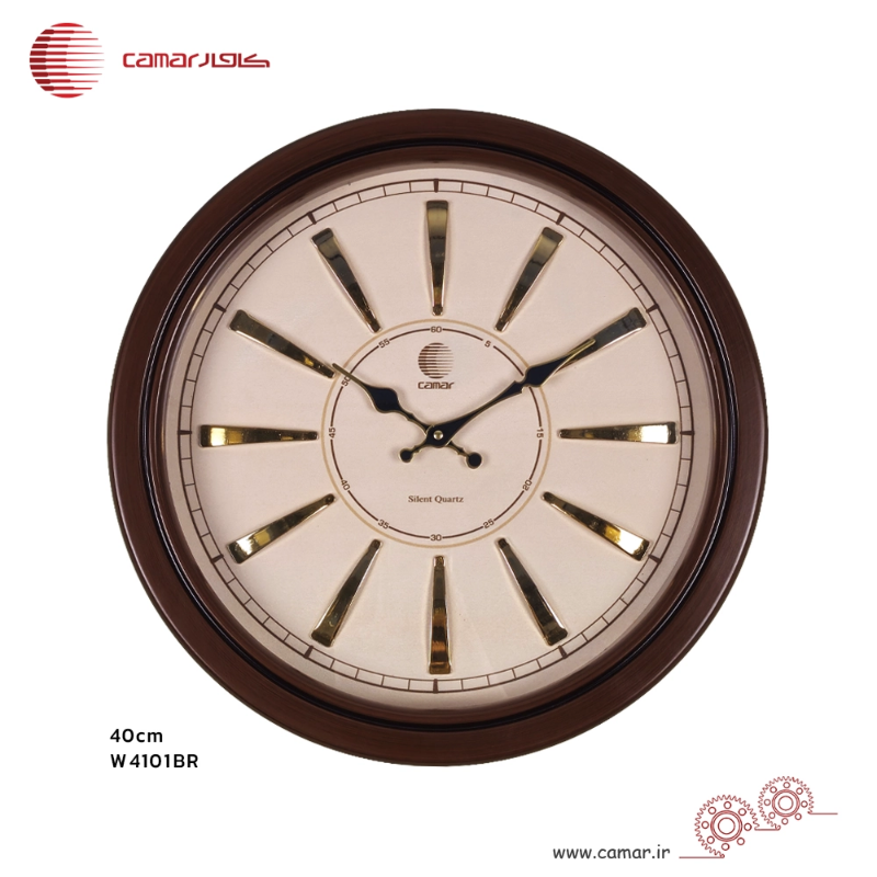 ساعت دیواری قاب چوبی قطر 40 سانتی‌متر کامار (CAMAR) کد W4101