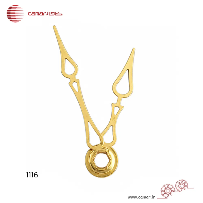 لوازم ساعت دیواری عقربه ساعت و دقیقه شمار سایز 3.8 سانتی‌متر فلش طلایی شاینی کامار (CAMAR) کد 1116
